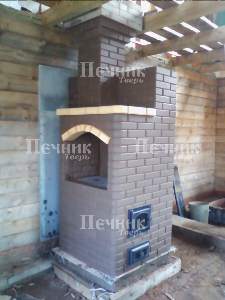Шведка из облицовочного кирпича с варочной плитой