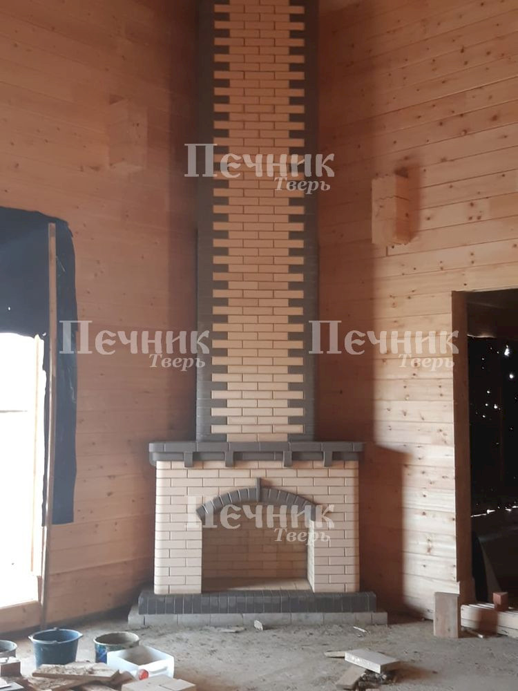 Камин угловой из облицовочного кирпича